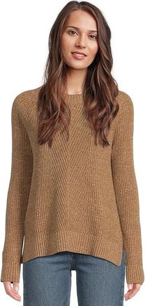 L.L.Bean Mariner Shaker Mixed-Stitch Sweater Crewneck Womens Sweatshirt Field Khaki Marl : MD, Cotton/Polyester