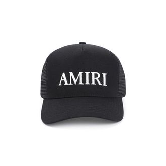 Amiri Cotton Trucker Hat With Embroidered Logo And Mesh Backing