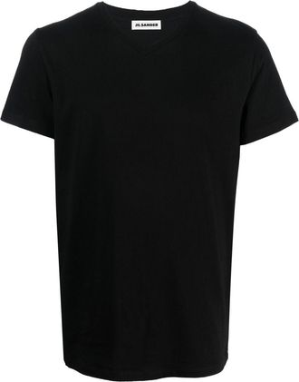 Jil Sander V-neck cotton T-shirt - men - Cotton - S - Black