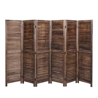 Hhg Hhg - Nunca Usado] Biombo 640, Biombo Separador De Ambientes, Aspecto Shabby Vintage, 170x243cm, Marr&oacute;n