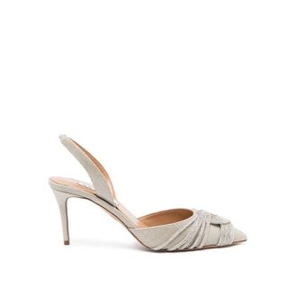Aquazzura Silver Fabric High Heel Womens Pumps