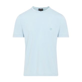 Giorgio Armani T-Shirts, male, Blue, Size: XL Crew-neck T-shirt