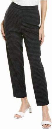 St. John Tech Jersey Cropped Ecru Grid Print Pants In Blue