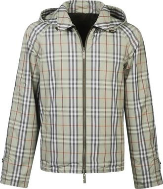 Burberry Reversible Geruite Katoenen Jas - Heren - Zomerjassen - Groen - L - Katoen - Jassen