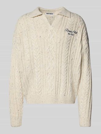 Review Strickpullover mit Zopfmuster in Ecru, Größe XXL
