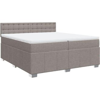 vidaXL Cama Box Spring Con Colch&oacute;n Tela Gris Taupe 200x200 Cm Vidaxl