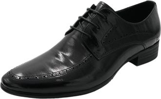 Generic Mens Genuine Leather Shoes Pointed Toe Dress Shoes Vintage Brogue Lace Up Business Formal Oxfords Premium Leather Shoes for Men(7.5) Black