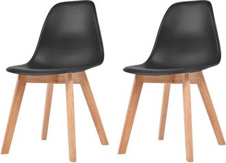 vidaXL Sillas De Comedor 2 Unidades Pl&aacute;stico Negro Vidaxl