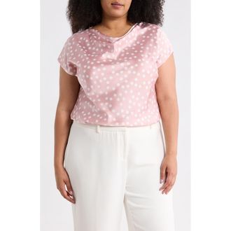 Renee C Cowl Neck Cap Sleeve Satin Top in Pink at Nordstrom Rack, Size 2X