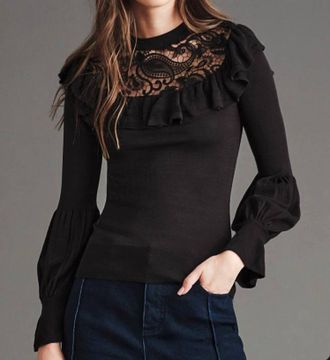 Haute Hippie Elsie Rayon Nylon Sweater In Black