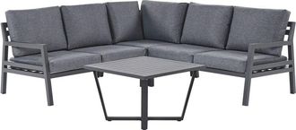 Beliani Beliani - Outdoor Corner Sofa Set 5 Seater with Coffee Table Pillows Dark Grey Vizzini