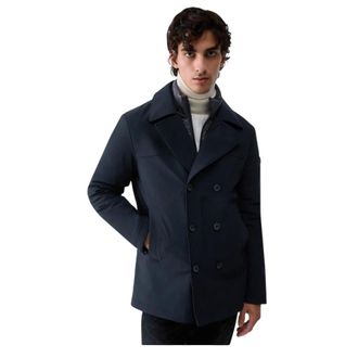 Liu Jo Double-Breasted Coat - Heren - Mantels - Blauw - Maat: L Leer