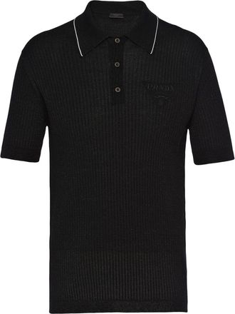 Prada cashmere and lamé polo shirt - men - Cashmere - 50 - Black