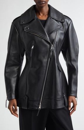 Givenchy Cocoon Crop Leather Biker Jacket in Black at Nordstrom, Size 10 Us