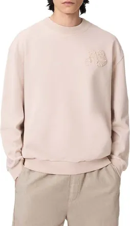 AllSaints Insignia Graphic Appliqu&eacute; Cotton Sweatshirt in Crystal Pink at Nordstrom, Size Xx-Large