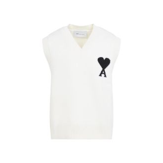 Ami Off White Sleeveless Sweater