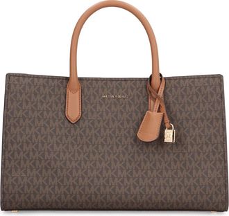 Michael Kors Tassen, Dames, Bruin, ONE Size, Polyester, Scarlett Medium Signature Logo Satchel