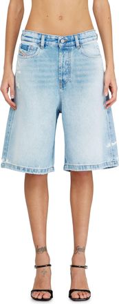 Diesel Shorts in destroyed denim - Shorts - Woman - Blue