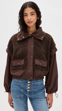 Ulla Johnson Womens Aidan Teddy Fleece Jacket In Onyx
