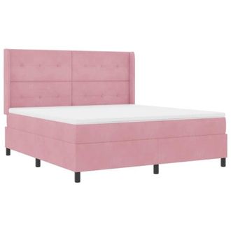 vidaXL Cama Tipo Box Spring Con Tiras Led Rosa 180 X 200 Cm Terciopelo Vidaxl