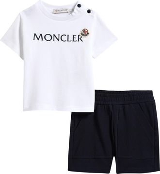 Moncler Kids T-Shirt & Shorts Set in White at Nordstrom, Size 12-18M