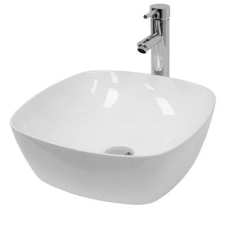 ECD Germany Lavabo sobre encimera ovalado lavamanos ceramica blanca baño