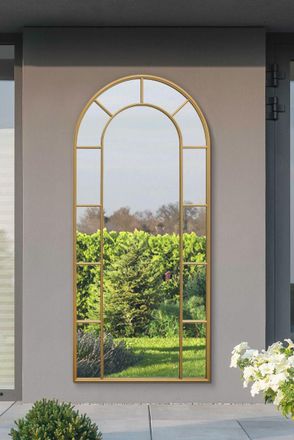 MirrorOutlet Gold Framed Arched Leaner Garden Wall Mirror 75 X 33 (190CM X 85CM) | Size: 1 Pack