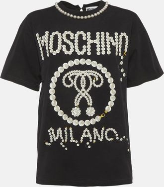 Moschino Moschino Black Pearl Print Jersey Oversized T-Shirt XXS
