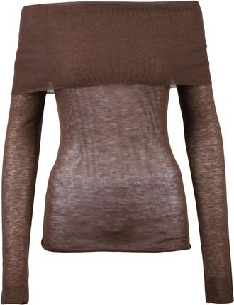 Alysi Brushed Knit Sweater with Off-the-Shoulder Neckline