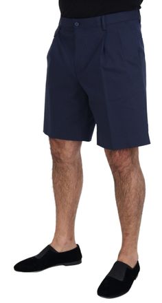 Dolce & Gabbana Mens Blue Chinos Cotton Stretch Casual Shorts Silk Elastane
