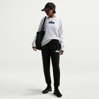 Nike Womens Nike Sportswear Club Fleece Graphic Mid-Rise Pants in Black | IF0222-010