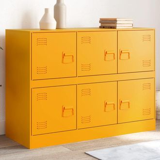 vidaXL Vidaxl - Aparador De Acero Amarillo Mostaza 99x39x73 Cm