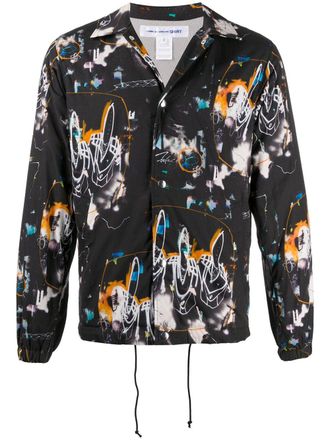 Comme Des Garçons abstract print shirt jacket - Black
