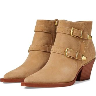 Dolce Vita Ronnie Boots Womens Camel Suede Snip Toe Ankle Bootie HTAT1662