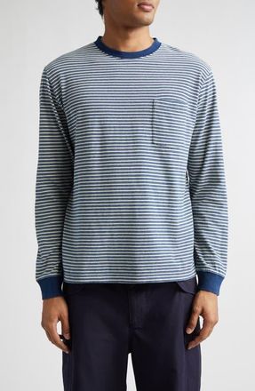 Beams Indigo Stripe Pocket T-Shirt in Off White at Nordstrom, Size X-Large