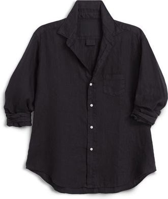 Frank & Eileen Relaxed Linen Button-Up Shirt in Black Linen at Nordstrom, Size Xx-Small