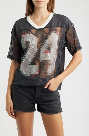 Vinyl Icons Graphic Lace Football T-Shirt in Phantom at Nordstrom, Size X-Small