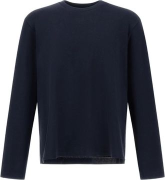 Herno Jersey Knit Effect T-Shirt - Heren - Longsleeves - Blauw - S - Katoen - Tops