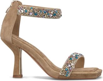 Alma En Pena Double Strap Sandal Jewel Effect - Dames - Sandalen met hakken - Beige - 39 EU - Schoenen