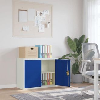 vidaXL Armadio Classificatore Grigio Chiaro e Blu 90x40x70 cm Acciaio - Vidaxl