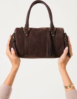 Fat Face FatFace Chocolate Brown Suede Bowling Bag