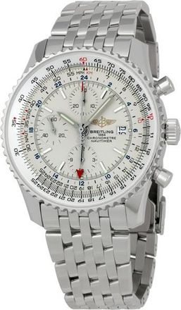 Breitling Pre-owned Breitling Navitimer GMT Chronograph Automatic Silver Dial Mens Watch A2432212-G571-453A