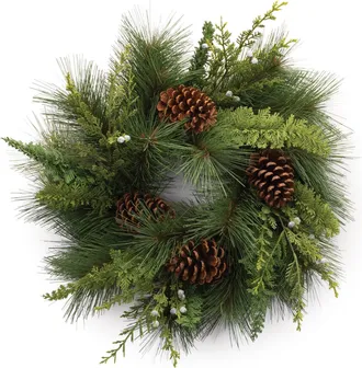 Melrose International Mixed Pine Cedar Wreath 18D - Green