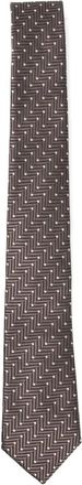 Giorgio Armani Cravatta in seta con stampa geometrica - Marrone