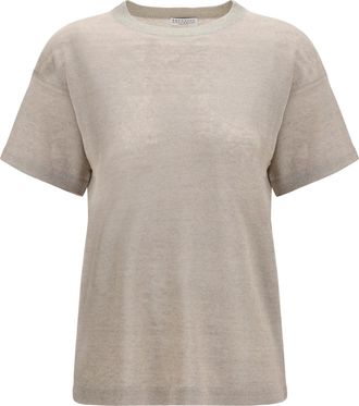 Brunello Cucinelli Womens T-Shirt Crewneck Short-Sleeve Linen Washed T-Shirts & Jerseys