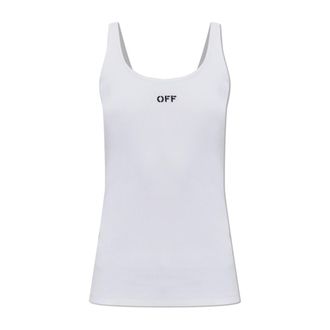 Off-white Sleeveless Tops, female, White, Size: XL Logo Top