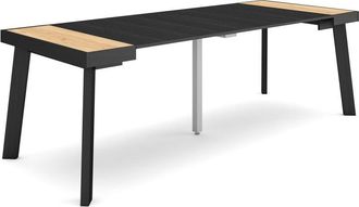 Skraut Home Consolle allungabile, Tavolo consolle allungabile, 220, Per 10 persone, Gambe in legno, Stile moderno, Grigio Cemento - Skraut Home