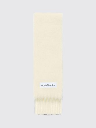 Acne Studios Alpaca and Wool Blend Fringed Scarf with Embroidered Logo