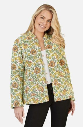 Yumi Sunflower Reversible Quilted Jacket in Yellow at Nordstrom, Size 4