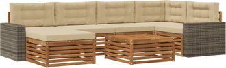 vidaXL Conjunto De Sof&aacute;s De Exterior 7 Uds. Natural Y Beige Vidaxl
